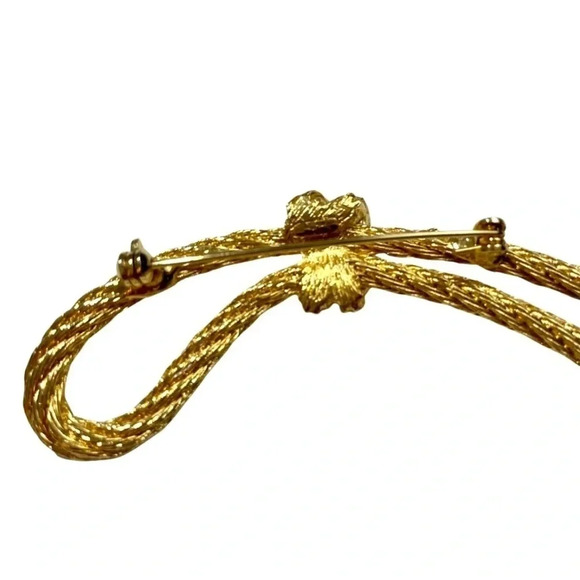 Vintage Gold Twisted Rope Brooch Pin - Picture 4 of 4